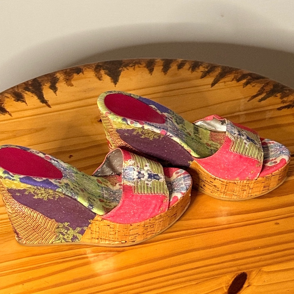 Save The Queen Multicolor Patchwork Wedges - image 1
